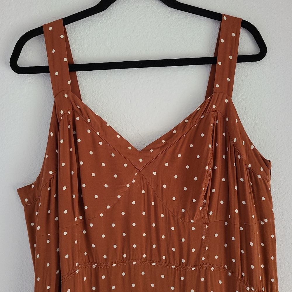 Anthropologie Rust Polka Dot Midi Dress - Picture 3 of 16